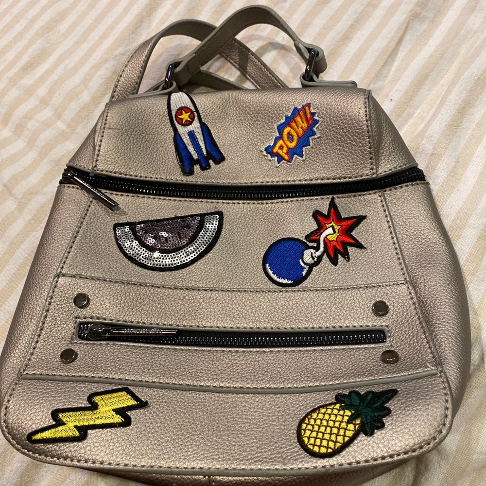 Retro Patchwork Silver Backpack - image 2